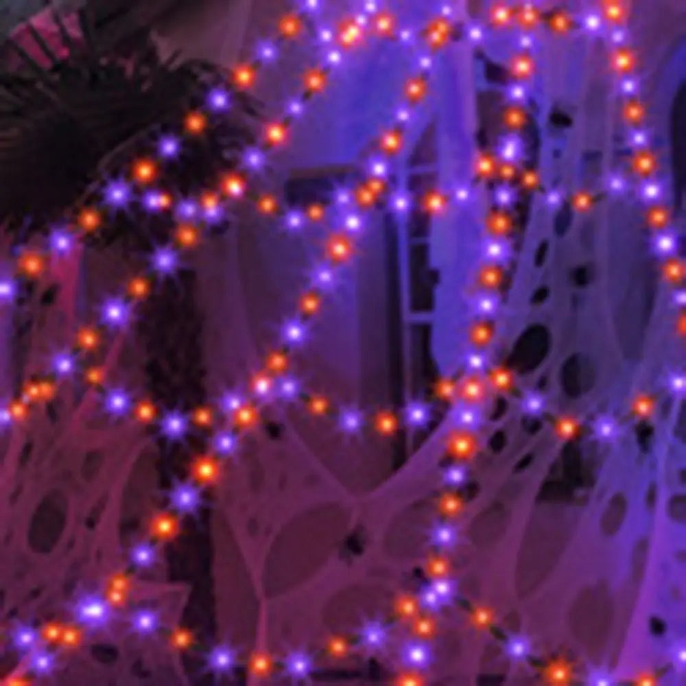 Practical 8 Modes Halloween Spider Web Lights Glow 250 LEDs LED Spider Net 5m Triangle Scary Giant Spider Party