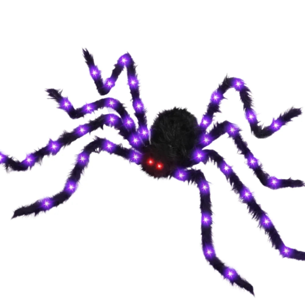 Practical 8 Modes Halloween Spider Web Lights Glow 250 LEDs LED Spider Net 5m Triangle Scary Giant Spider Party